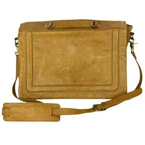 Vintage Shafmaster Leather Briefcase Tan With Shoulder Strap & Organizer Pockets
